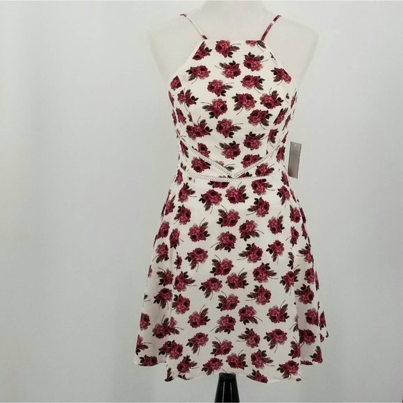 B. Darlin Juniors' Floral Print Halter Dress 1-2 - Picture 2 of 13